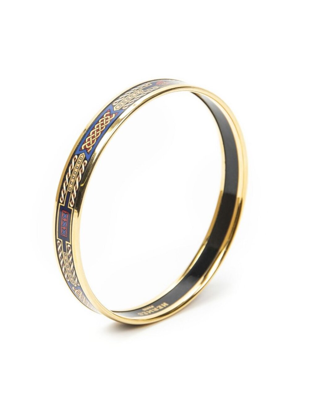 Hermes Enamel Bangle Blue Plating Bracelet
